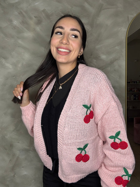 Cherry pink cardigan